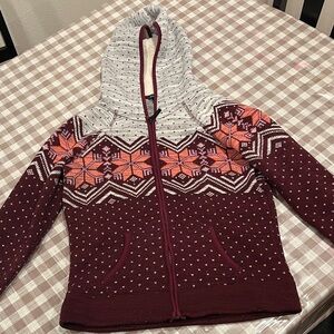 American Eagle Outfitters Maroon Polar Fleece  Hoodie